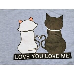 Cats Love You Love Me Blue T-Shirt XL NWT